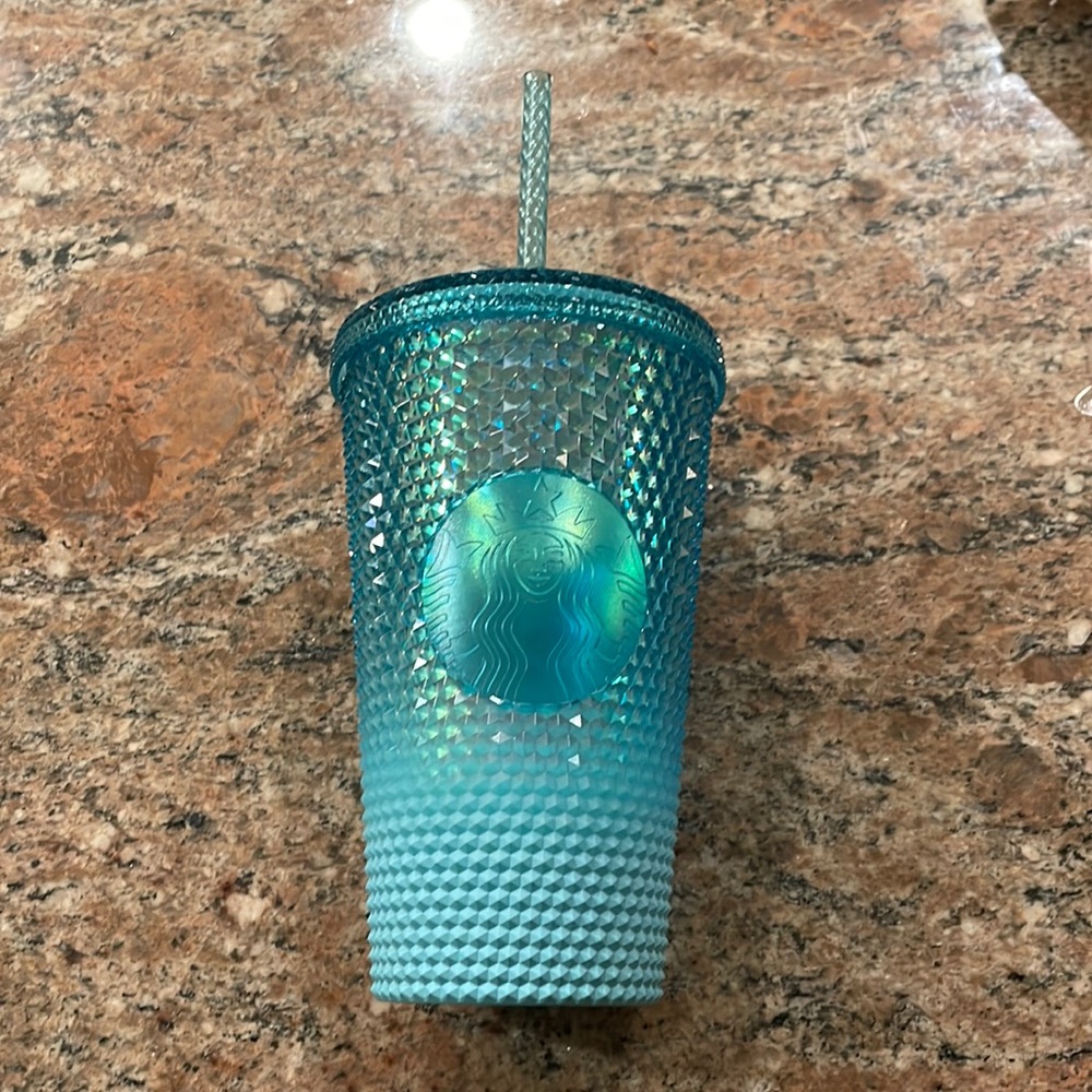 Starbucks 2023 blue ombré gradient bling studded cold cup